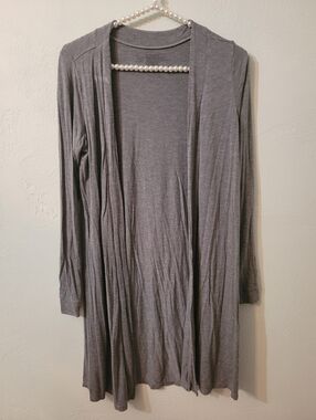 Women Gray Open Long Cardigan